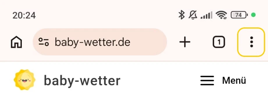 Baby-Wetter.de in suchleiste