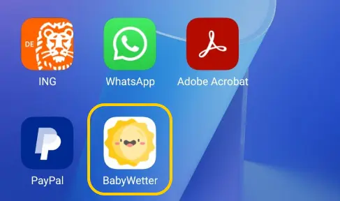 BabyWetter Icon auf dem Homescreen